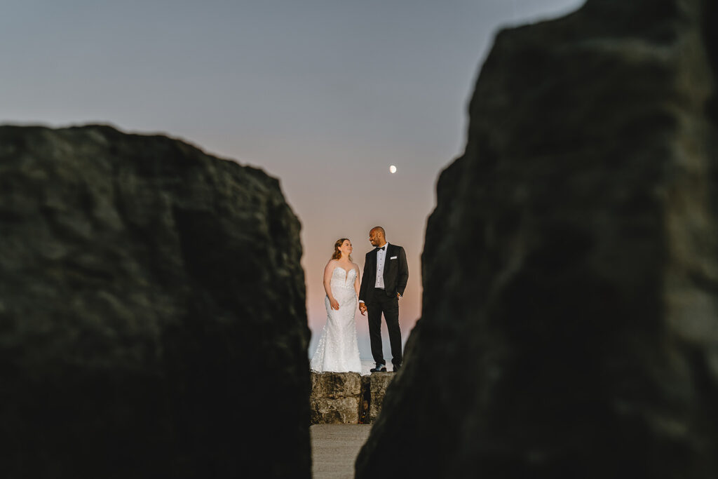 Sunset photo between the rocks at The Pearle Hotel