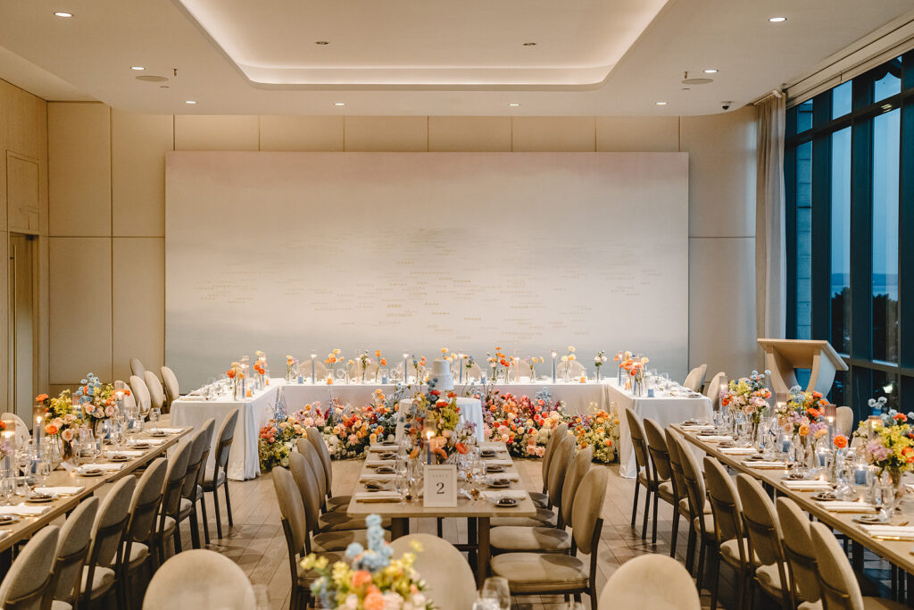 Wedding reception room at The Pearle Hotel
