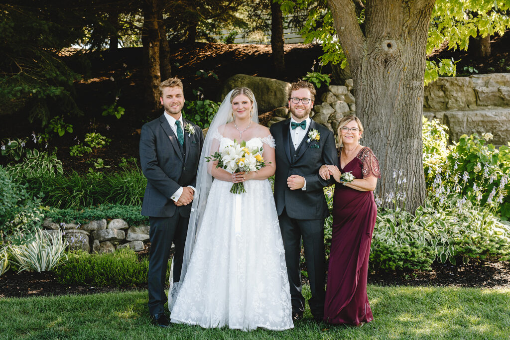 Family portraits at a whistle bear wedding