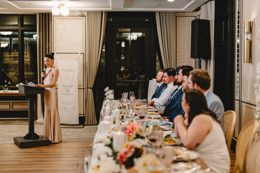 Maid of Honour giving her speech at Whistle Bear