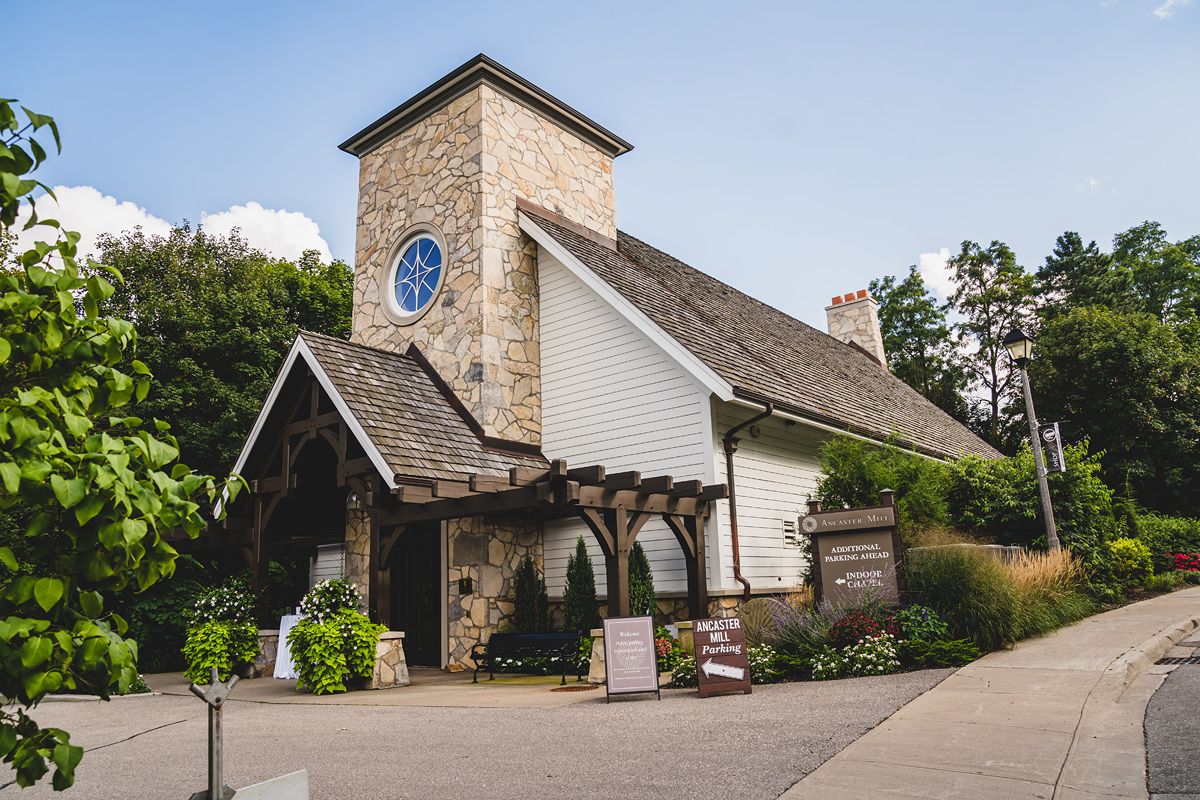The indoor chapel at Ancaster Mill wedding venue in Ancaster, Ontario