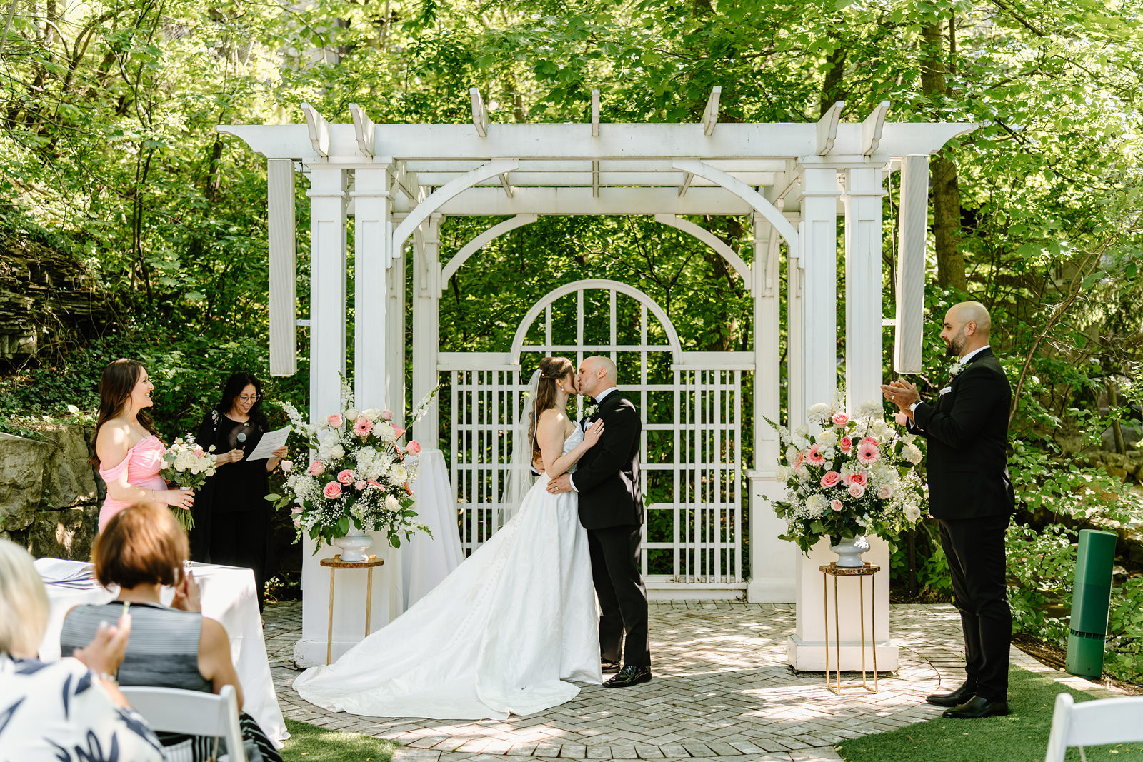 Wedding ceremony in the streamside chapel at Ancaster Mill