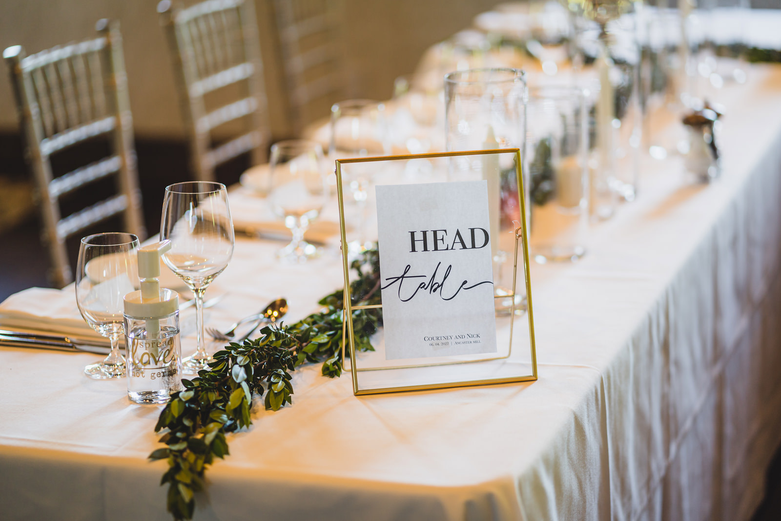 Ancaster Mill reception room before guests arrive