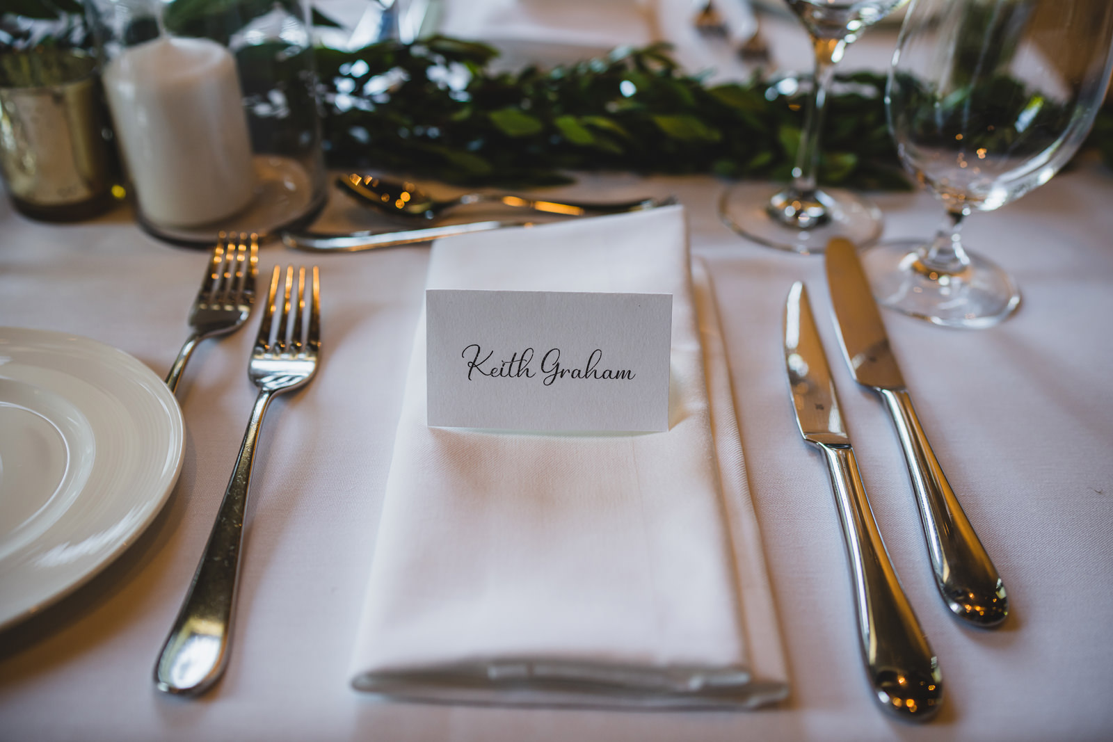 Wedding reception details at Ancaster Mill