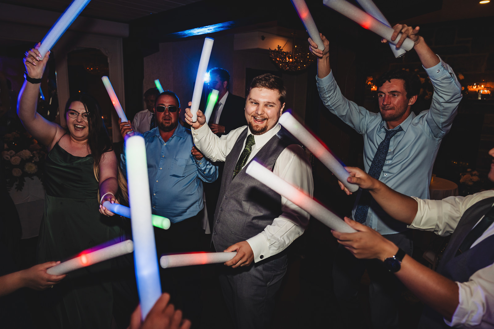 A groom on the dance floor at Ancaster Mill