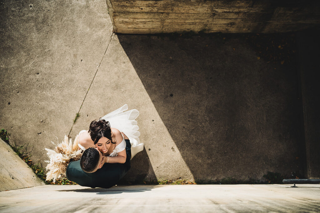A wedding couple at Mil Cambridge Mill
