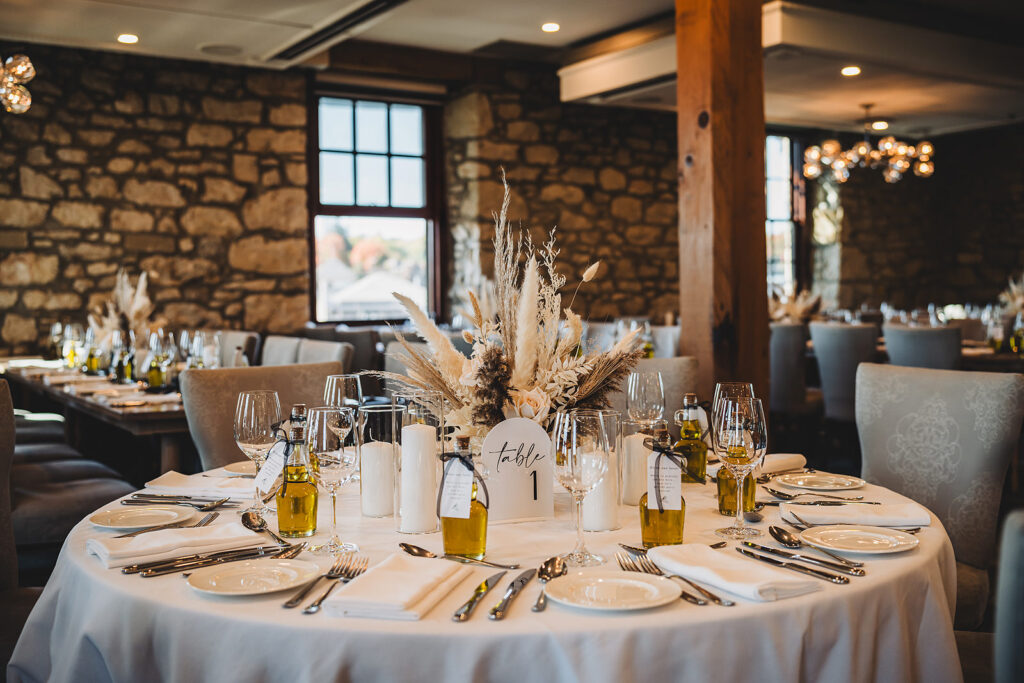 Cambridge Mill wedding reception decor