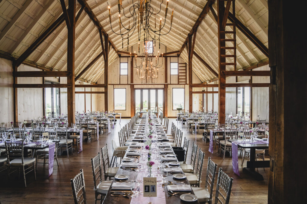 The Earth to Table Farm barn ready for a wedding reception
