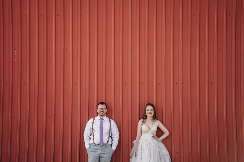 Newlyweds at The Earth to Table Farm wedding venue