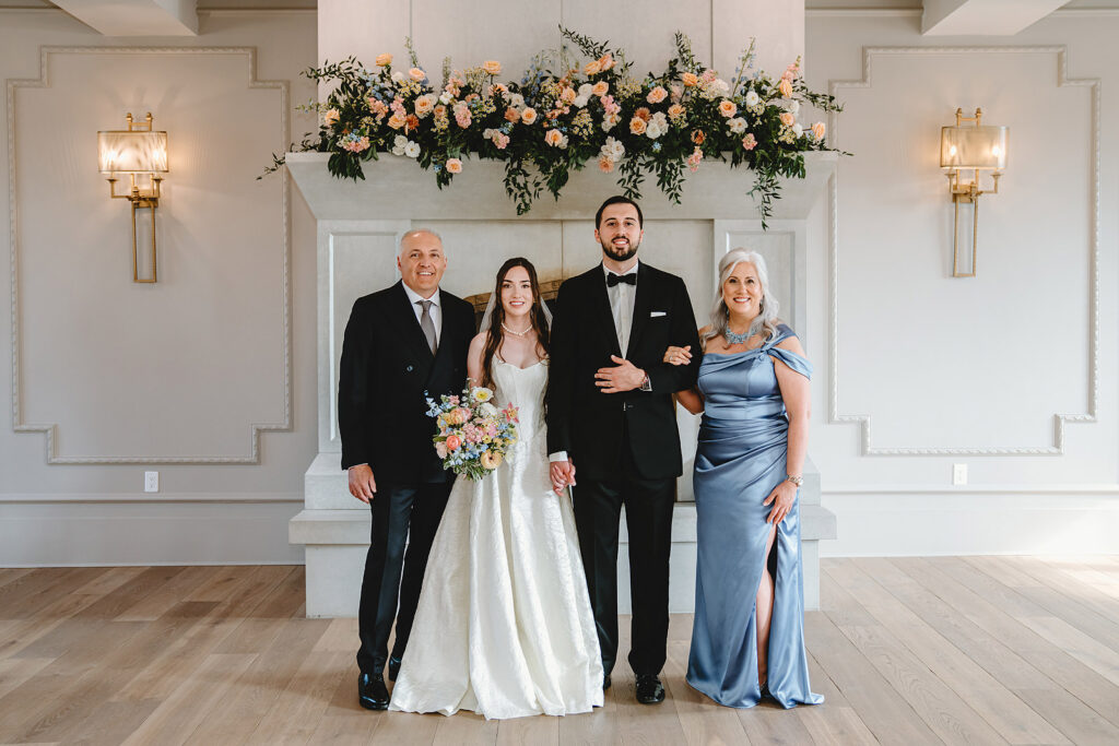 Formal family wedding photos at Elora Mill