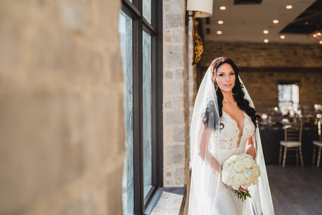 A bride portrait at Elora Mill