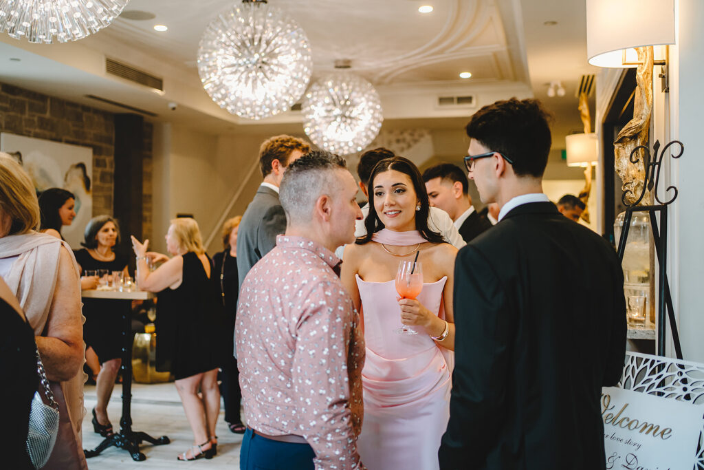 Guests during cocktail hour at Elora Mill