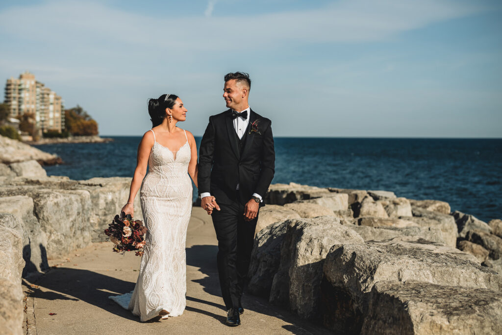 Wedding portrait along the shores of lake ontario before a Spencer's at the Waterfront Wedding