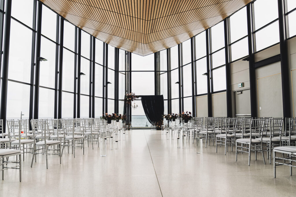 The ceremony space at Spencer's at the Waterfront