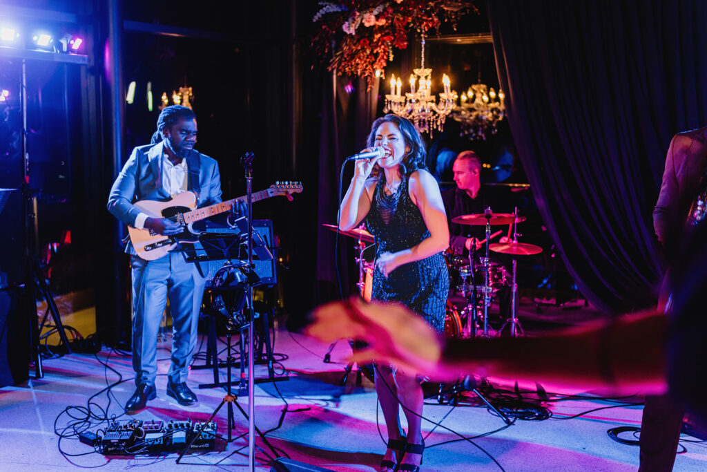 A band playing the hits at a wedding at Spencer's at the Waterfront